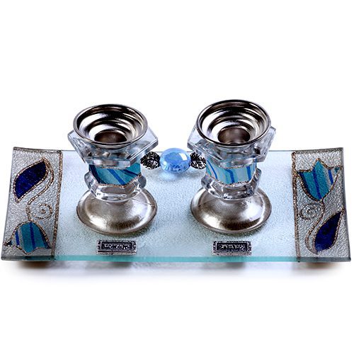 500804-39T - Candlestick set with rectangular tray