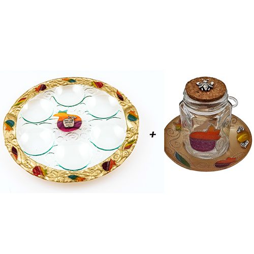 1001-Sale !! A set  Rosh Hashanah, a plate of signs +  honey dish
