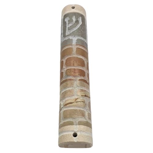 12904-Natural marble mezuzah case varying shades 12 cm