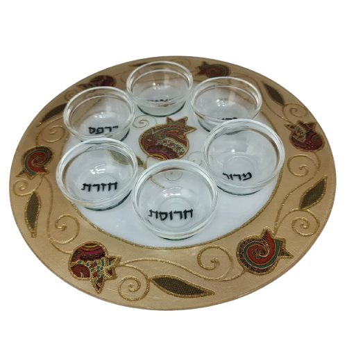 50193-1-Passover plate designed 33 cm handmade including saucers