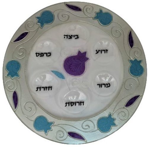 50195-1-Passover plate designed 33 cm handmade including saucers