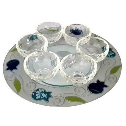 50221-Passover plate designed 30 cm handmade including saucers