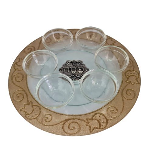 50223-Passover plate designed 30 cm handmade including saucers