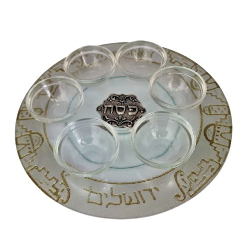 50226-Passover plate designed 30 cm handmade including saucers