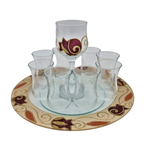 50720-wine divider with rotating plate+8 cups 30x17 c"m