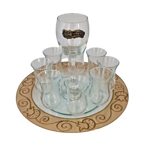 50725-wine divider with rotating plate+8 cups 30x17 c"m