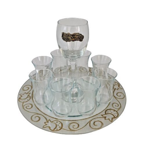 50726-wine divider with rotating plate+8 cups 30x17 c"m