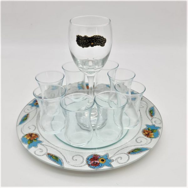 50721-wine divider with rotating plate+8 cups 30x17 c"m