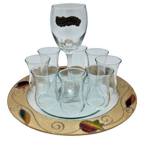 50723-wine divider with rotating plate+8 cups 30x17 c"m
