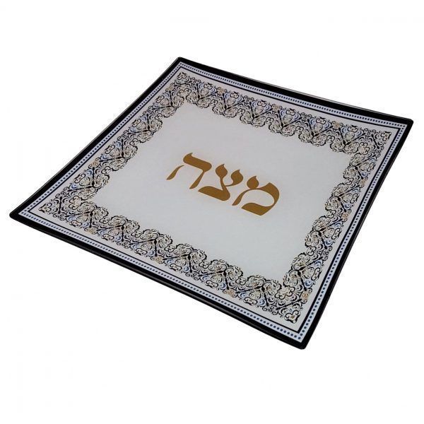 Oriental glass matzah plate 25X25