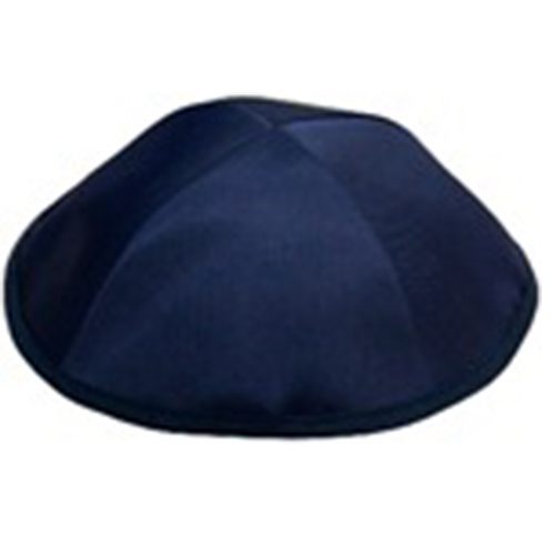 Satin yarmulke 18 cm dark blue