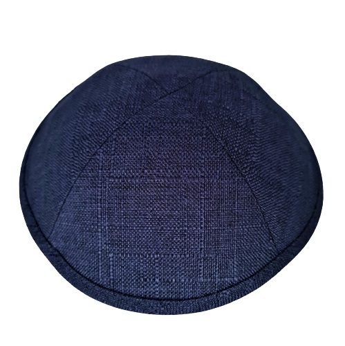 Linen yarmulke 16 cm dark blue
