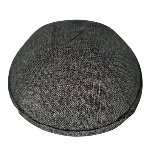 linen yarmulke 18 cm gray
