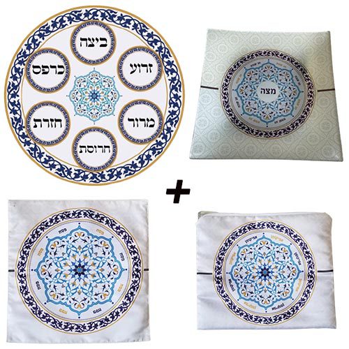 mandala set of Passover plates & covers 40 cm