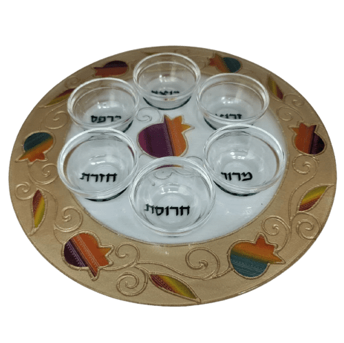 50190-1-Passover plate designed 33 cm handmade including saucers