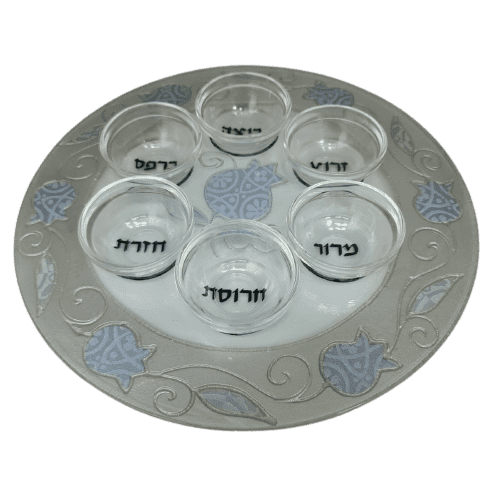50191-1-Passover plate designed 33 cm handmade including saucers