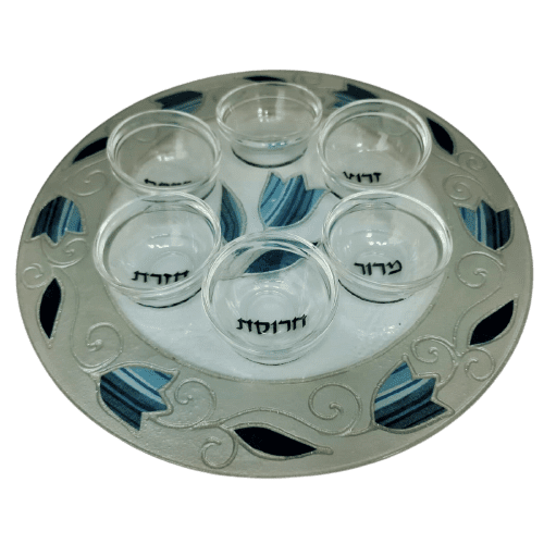 50192-1-Passover plate designed 33 cm handmade including saucers