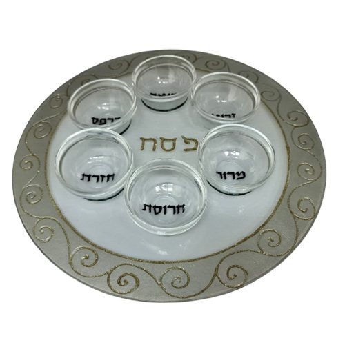 50197-1-Passover plate designed 33 cm handmade including saucers