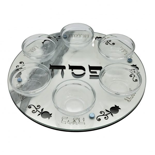 Passover plate marble and glass color 33 cm including saucers