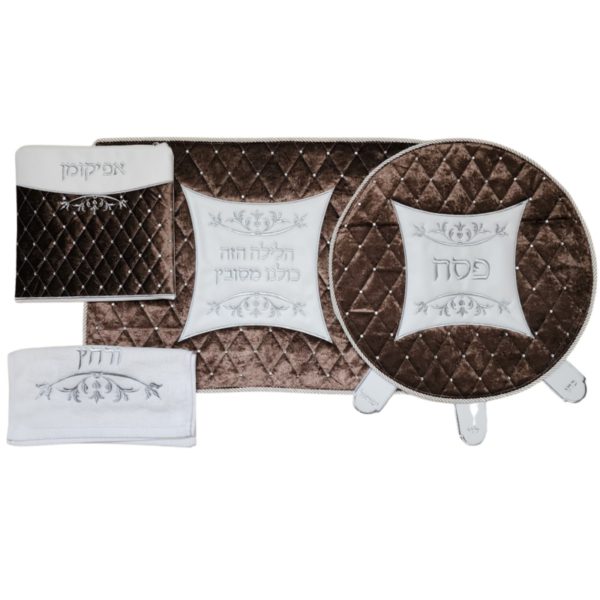 A set of covers for Passover, "Nahon", imitation pu& brown velvet