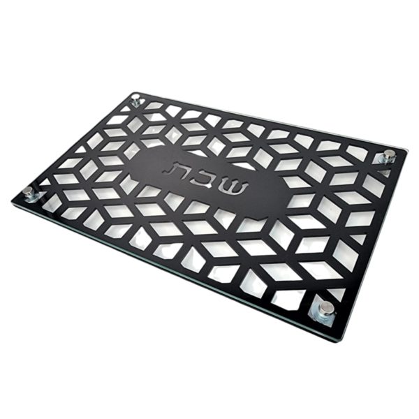 Shabbat acrylic and glass tray glossy black 3D X28...