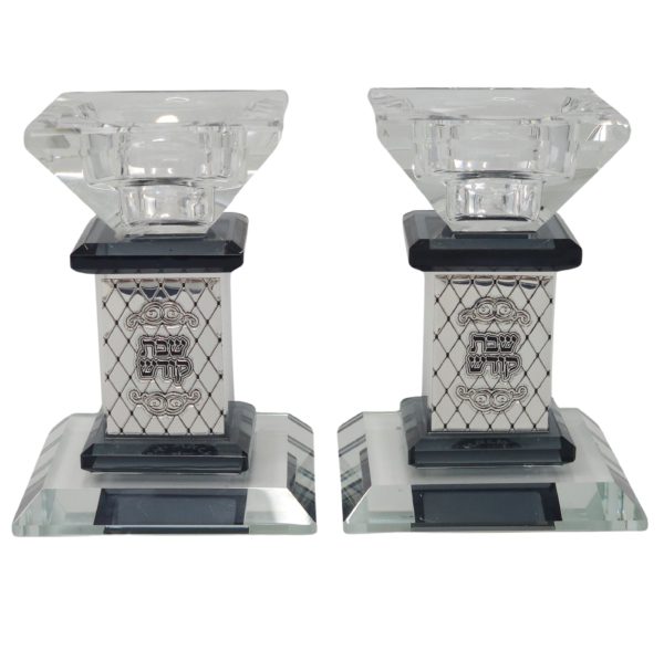 Pomegranate crystal candlestick with black 9 cm