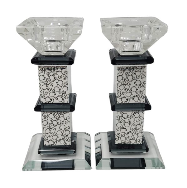 Pomegranate crystal candlestick with black 14.5 cm