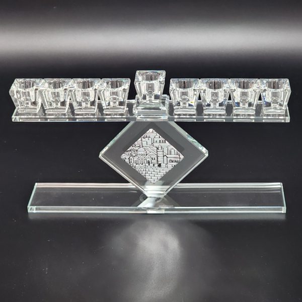 crystal hanukkia rhombus Jerusalem 27X16 cm