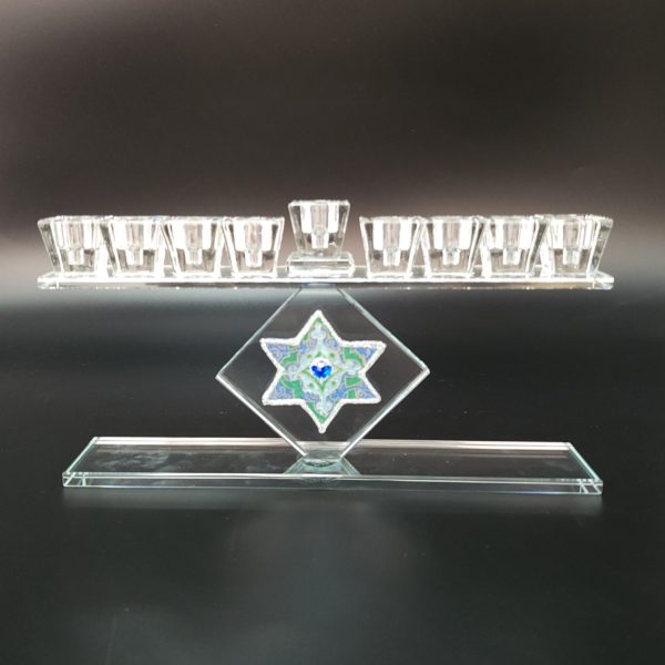 Star of David rhombus crystal menorah 27X16 cm
