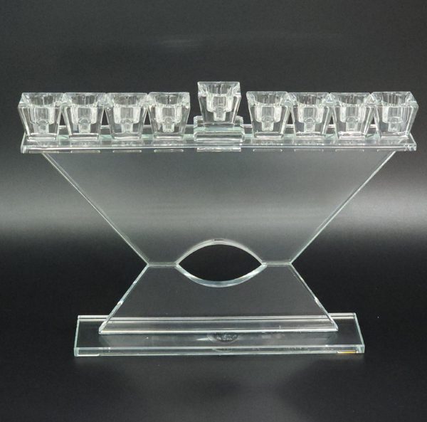 Triangular crystal menorah 27X20 cm