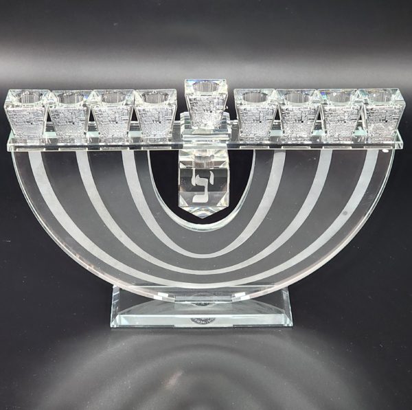 Crystal dreidel menorah Jerusalem candel holders 19X20 cm