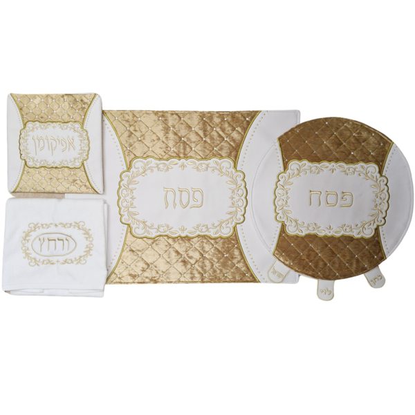 A set of vinyl covers for Pesach,  cover for matzot&pillow, a towel and a cover for afikoman