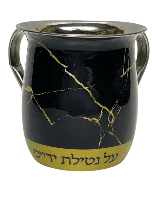 Nickel washing cup marble black gold 12 cm