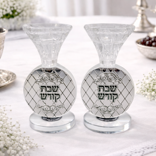 8001 2 זוג פמוטי קריסטל שבת קודש11 ס"מ – תמונה 1