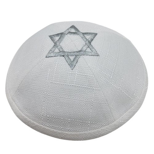 Linen yarmulke White Star of David